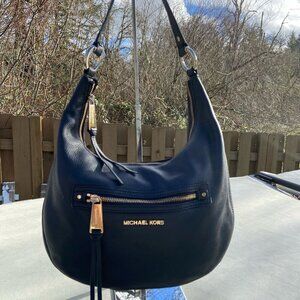 Michael Kors Pebbled Leather Hobo Shoulder Bag – Black